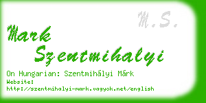 mark szentmihalyi business card